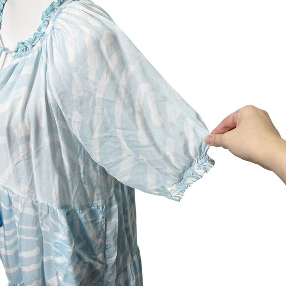 Oliphant Zebra Print Maxi Dress Women’s Size Small Blue Ombré Ruffle Tiered - Picture 8 of 12